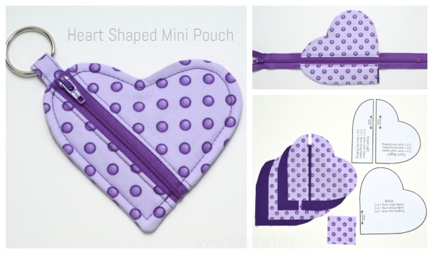 Easy Sew Heart Shaped Mini Pouch DIY Tutorial