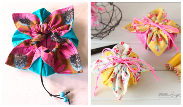 DIY Easiest Fabric Gift Pouch Free Sewing Patterns f