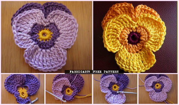 Crochet Pansy Flower Free Pattern