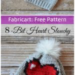 Crochet 8-Bit Heart Slouchy Hat Free Pattern