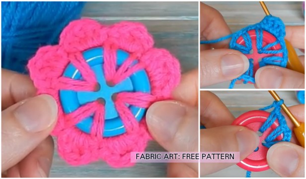 Crochet Button Flower Free Pattern VideoTutorial