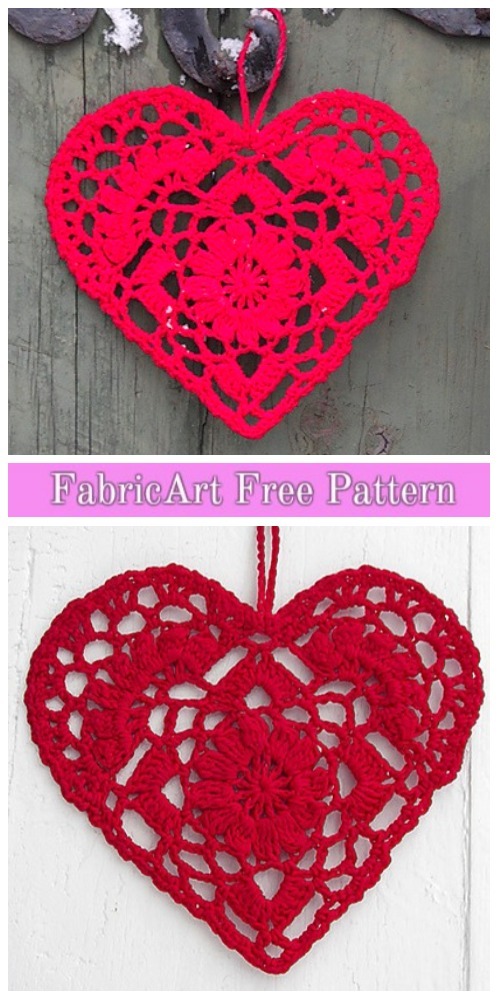 Crochet Heart Christmas Ornament Free Pattern