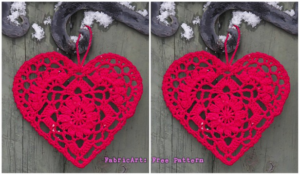 Crochet Heart Christmas Ornament Free Pattern