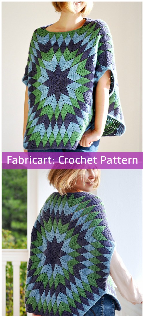 Crochet Star Over Poncho Pattern