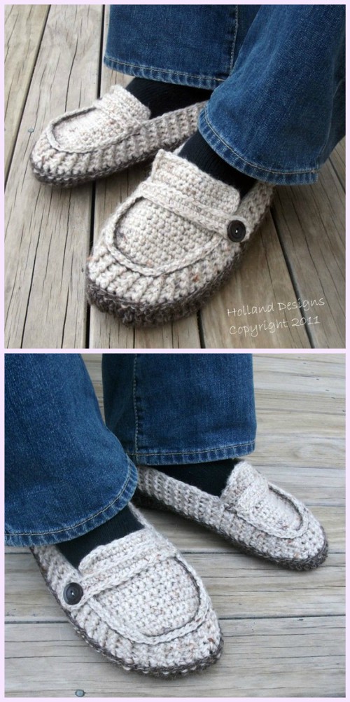 Modern Mens Loafers Slippers Crochet Pattern