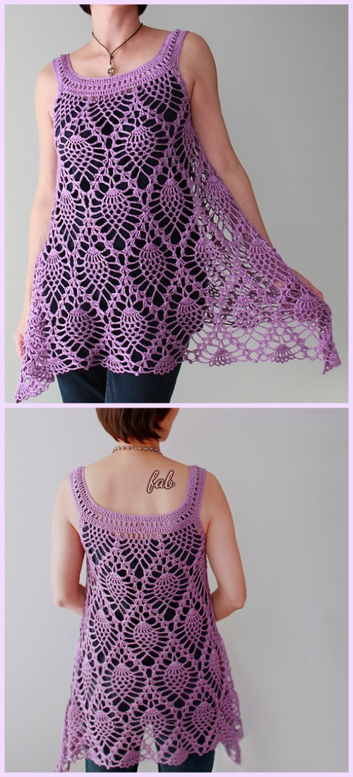 Crochet Pineapple Stitch Sleeveless Top for Ladies