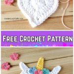 Crochet Heart Shaped Unicorn Applique Free Crochet Pattern