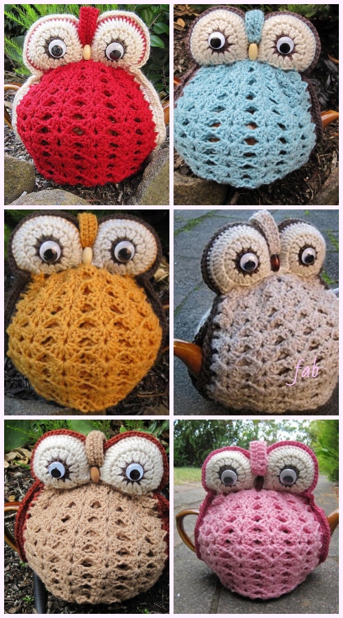 Lovely Crochet Owl Tea Cosies & Bag Crochet Pattern
