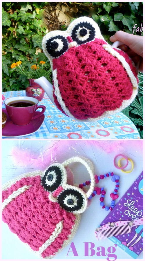 Lovely Crochet Owl Tea Cosies & Bag Crochet Pattern