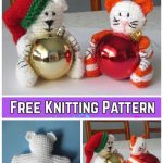 Knit Christmas Bear & Cat Bauble Ornament Free Knitting Patterns