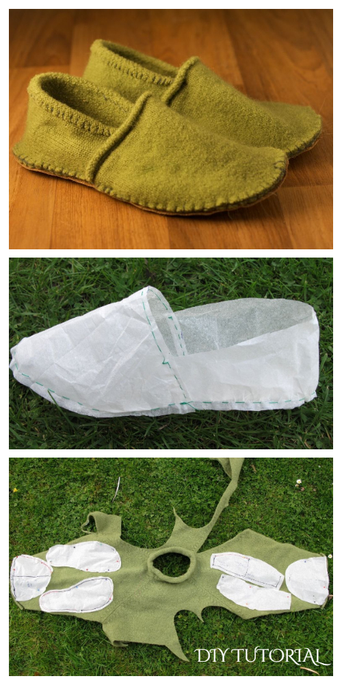 DIY Recycled Sweater Slippers Free Sewing Pattern and Tutorial - Any Size