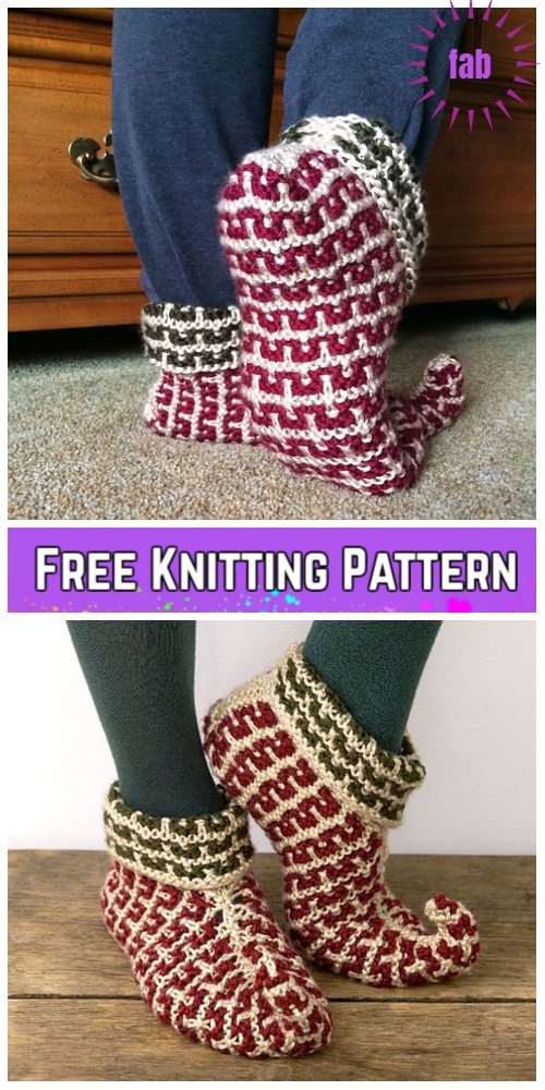 Knit Adult Elf Slippers Free Knitting Pattern