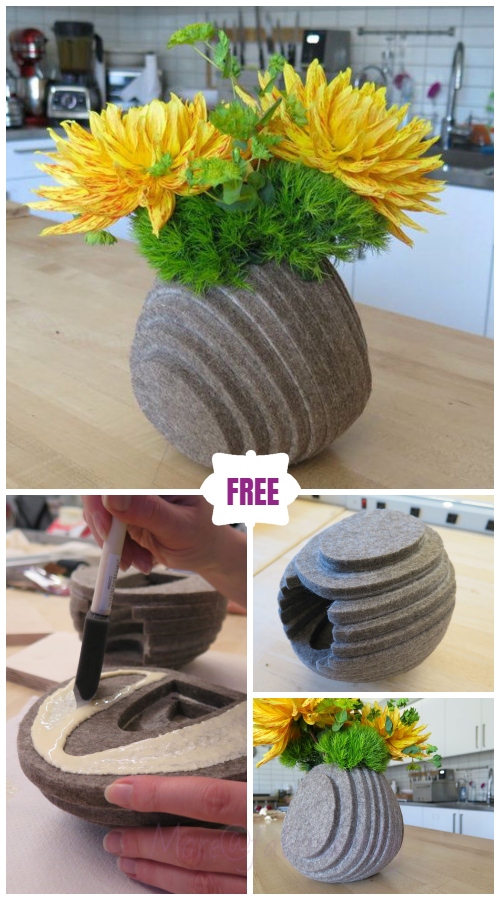 No-Sew Layered Felt Vase DIY Tutorial