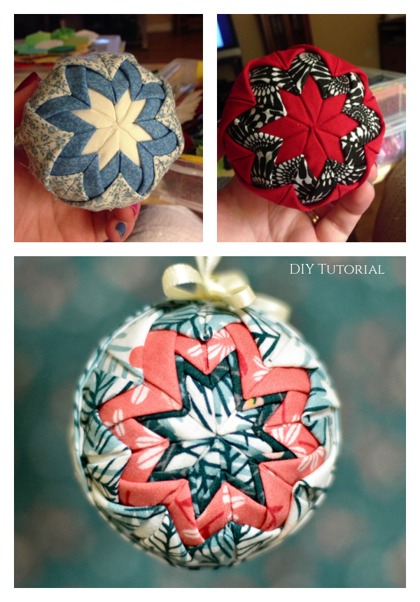 No-Sew Quilted Fabric Christmas Ornaments DIY Tutorial