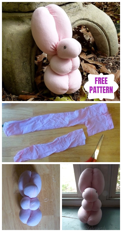 DIY Stuffed Sock Balloon Bunny Animal Toy Sew Pattern & Tutorial