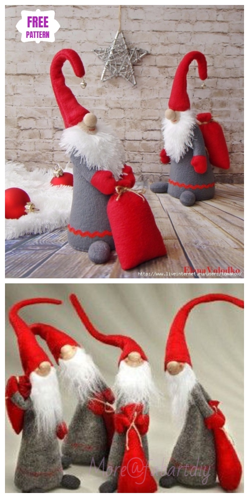 DIY Christms Felt Gnome Sew Free Pattern & Tutorial