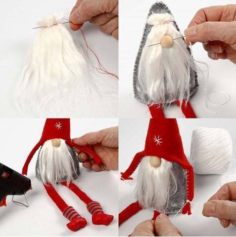 DIY Christms Felt Gnome Sew Free Pattern & Tutorial