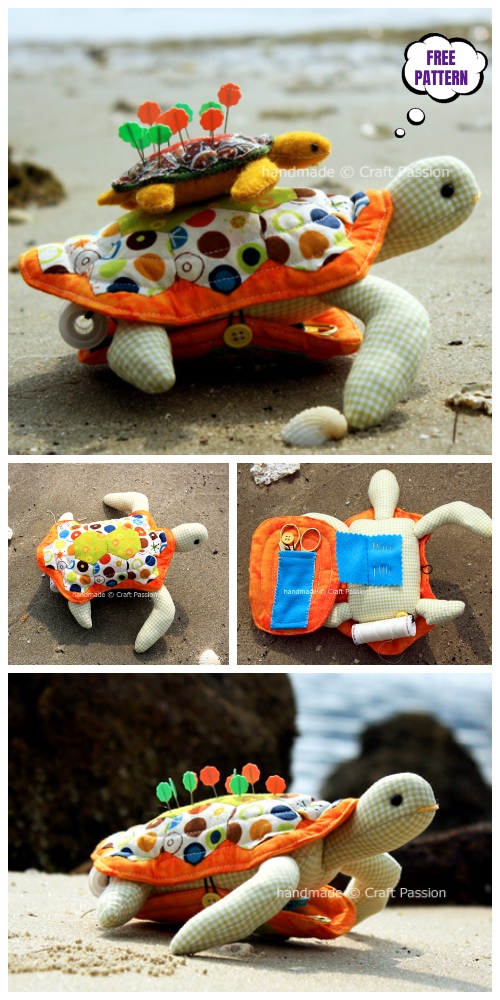 DIY Turtle Sewing Kit & Pincushion Combo Free Sew Patterns & Tutorials
