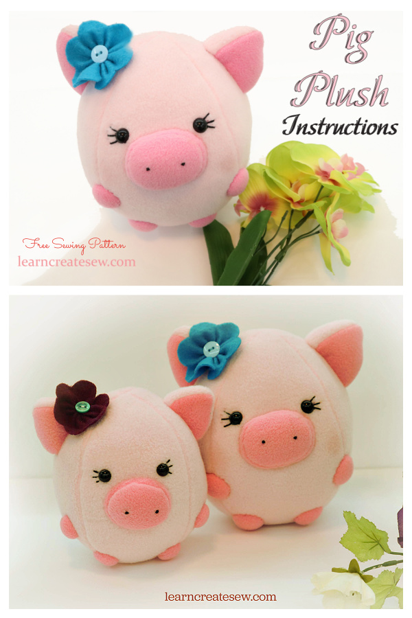 DIY Plush Pig Free Sew Pattern & Tutorial