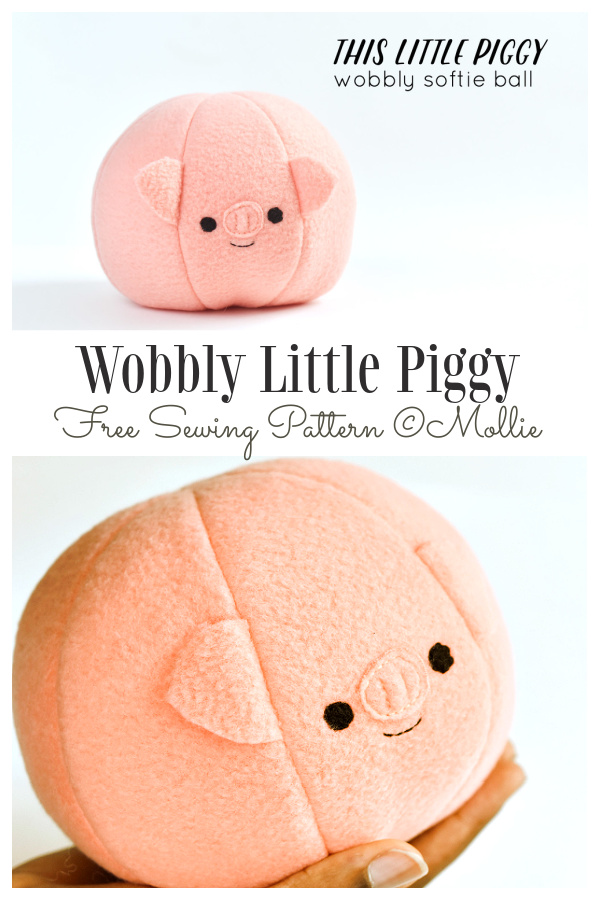 DIY Wobbly Little Piggy Toy Plush Free Sewing Patterns