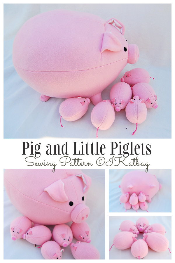 DIY Toy Plush Pig and Piglets Sewing Patterns