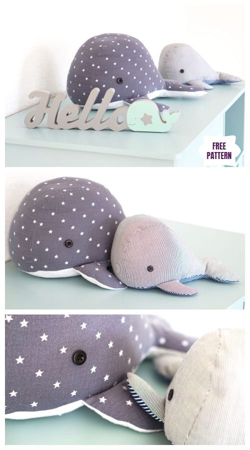 DIY Fabric Whale Plush Free Sew Patterns – Big size