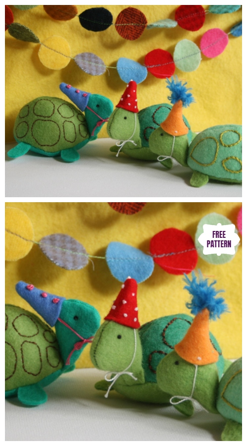 DIY Felt Turtle Stuffie Free Sew Patterns & Tutorials