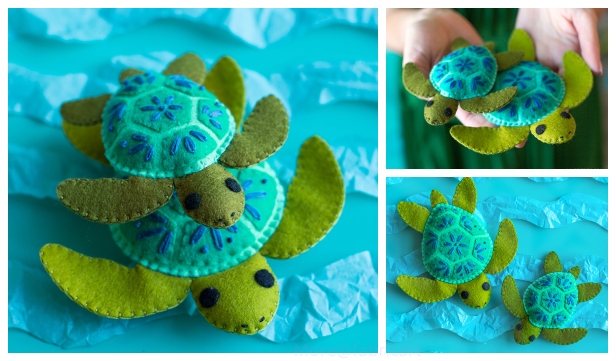 DIY Felt Turtle Stuffie Free Sew Patterns & Tutorials