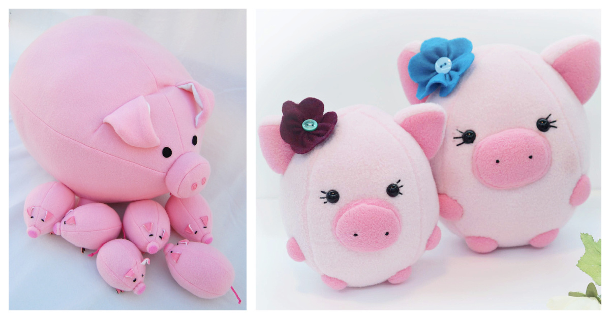 DIY Toy Plush Pig Free Sewing Patterns & Paid