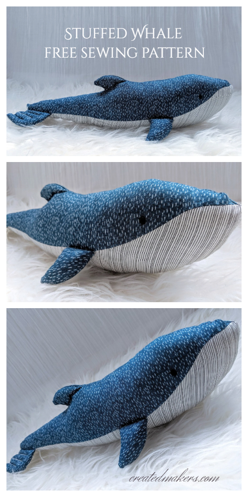 DIY Fabric Whale Plush Free Sew Patterns - Big size