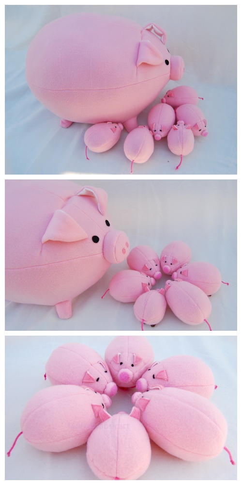 DIY Toy Plush Pig Free Sewing Patterns & Paid