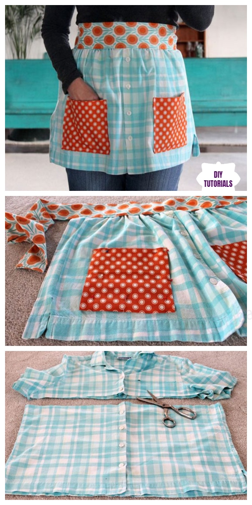 DIY Repurposed Apron From Shirts Free Sew Patterns & Tutorials