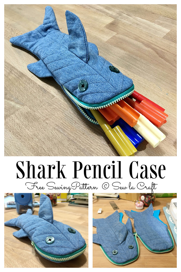 DIY Shark Pencil Case Free Sew Pattern & Tutorial