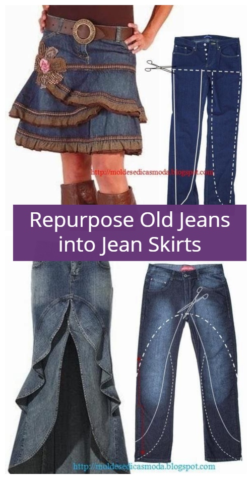 Easy DIY Recycling Tutorial How To Make A Skirt From Old Jeans  Badass  Creatives