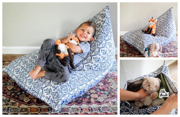 DIY Toy Storage Bean Bag Chair Free Sewing Patterns & Tutorials