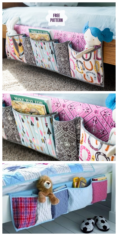 DIY Bedside Pocket Organizer Free Sewing Pattern Fabric Art DIY