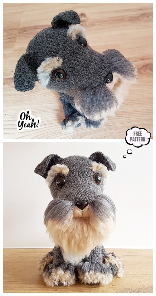 Crochet Schnauzer Dog Softie Amigurumi Free Pattern