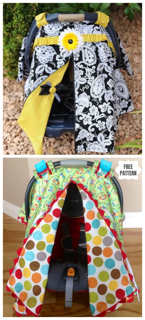 Diy Car Seat Canopy Free Sewing Pattern Tutorial Fabric Art - Knit Car Seat Canopy Pattern