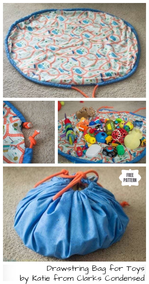 DIY Drawstring Toy Bag Playmat Free Sewing Pattern & Tutorial