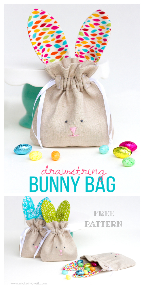 DIY Easter Bunny Drawstring Treat Bag Free Sewing Patterns