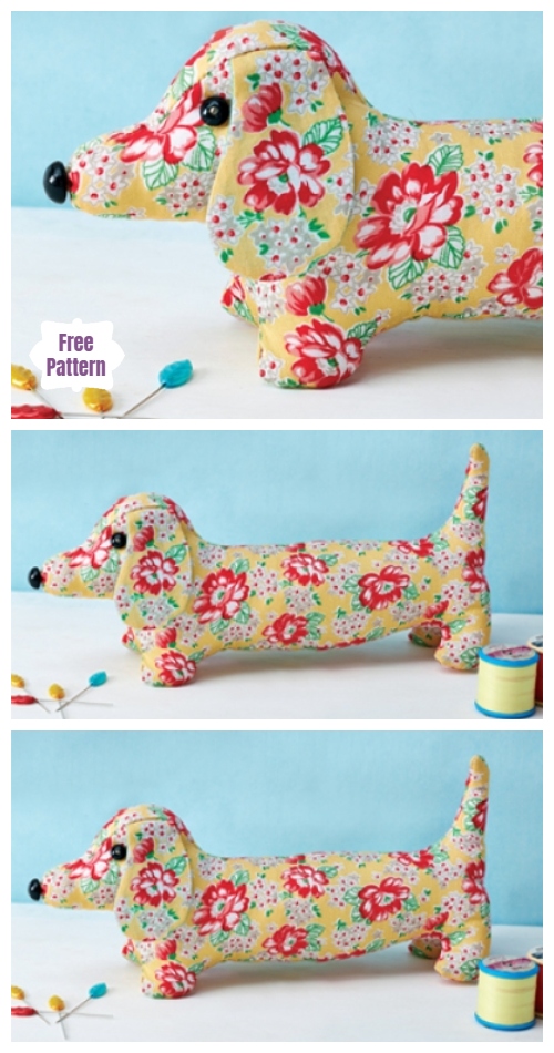 DIY Fabric Dachshund Dog Toy Free Sewing Patterns & Tutorials