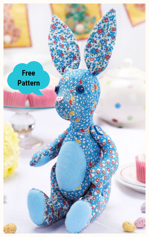 DIY Fabric Stuffed Bunny Toy Bertie Free Sewing Pattern & Tutorial