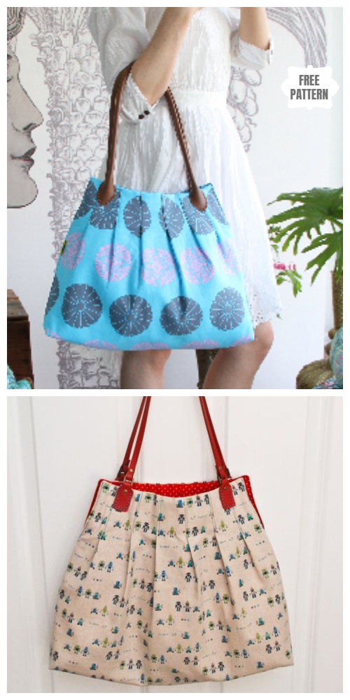 DIY Pleated Tote Bag Free Sewing Pattern