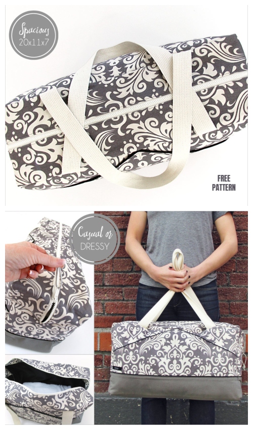 The Perfect Damask Duffle Bag Free Sewing Pattern