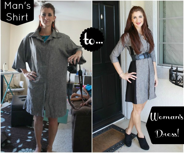 Refashion Men Shirt into Women Dress DIY Tutorial