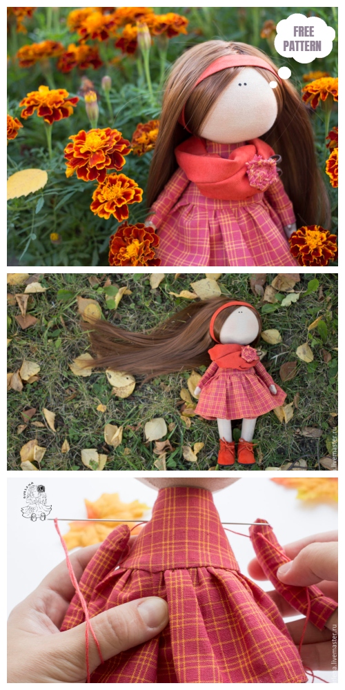 DIY Cute Fabric Doll Toy Free Sewing Pattern & Tutorial