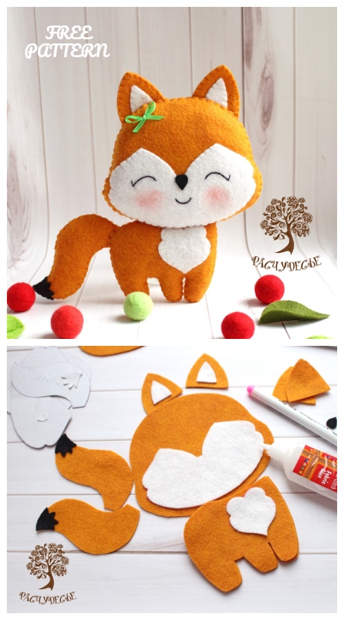 DIY Cute Felt Fox Toy Free Sewing Patterns