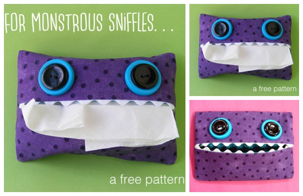 DIY Monster Tissue Pack Free Sewing Pattern & Tutorial