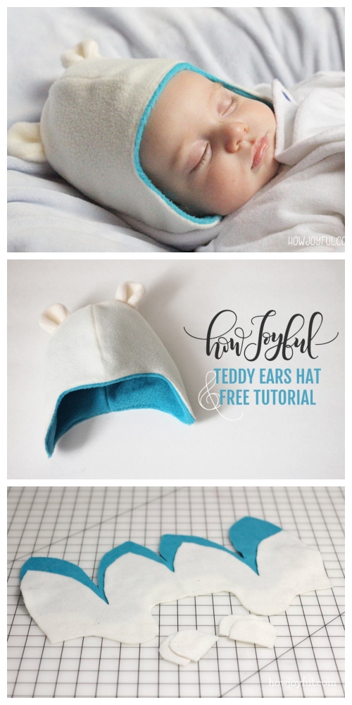 DIY Teddy Bear Baby Beanie Hat Free Sewing Patterns