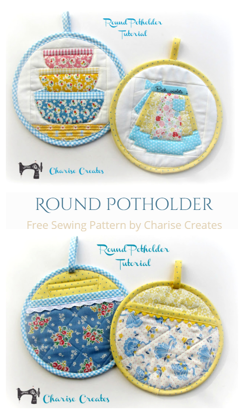 DIY Quilted Round Potholder Free Sewing Pattern & Tutorial